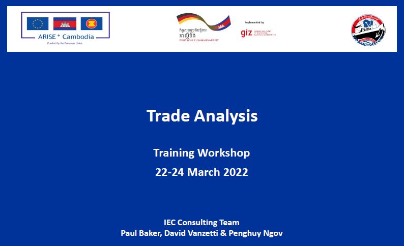 FTA Potential Study and Analysis Handbook for Cambodia – Training Workshop